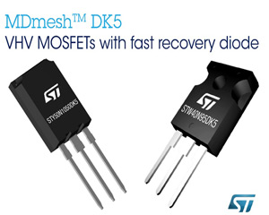 ST, 고속 복구 다이오드 이점 활용한 MOSFET MDmesh™ DK5 출시
